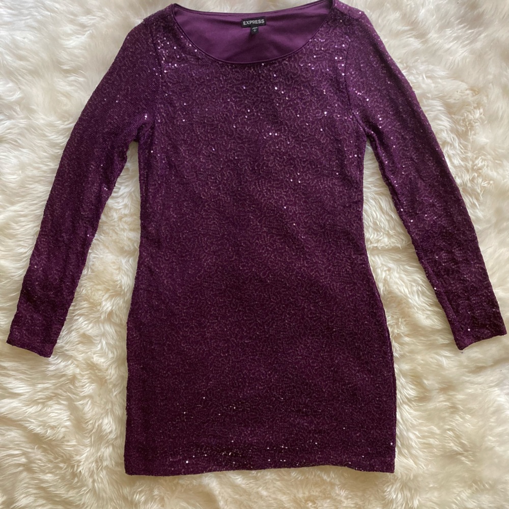 Express sparkly long sleeve dress